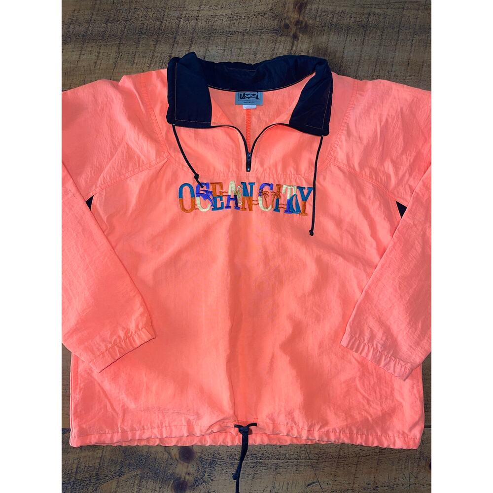 Mens Uzzi Amphibious Gear‎ Vintage 90s Neon Orange Ocean City Jacket Size S/M